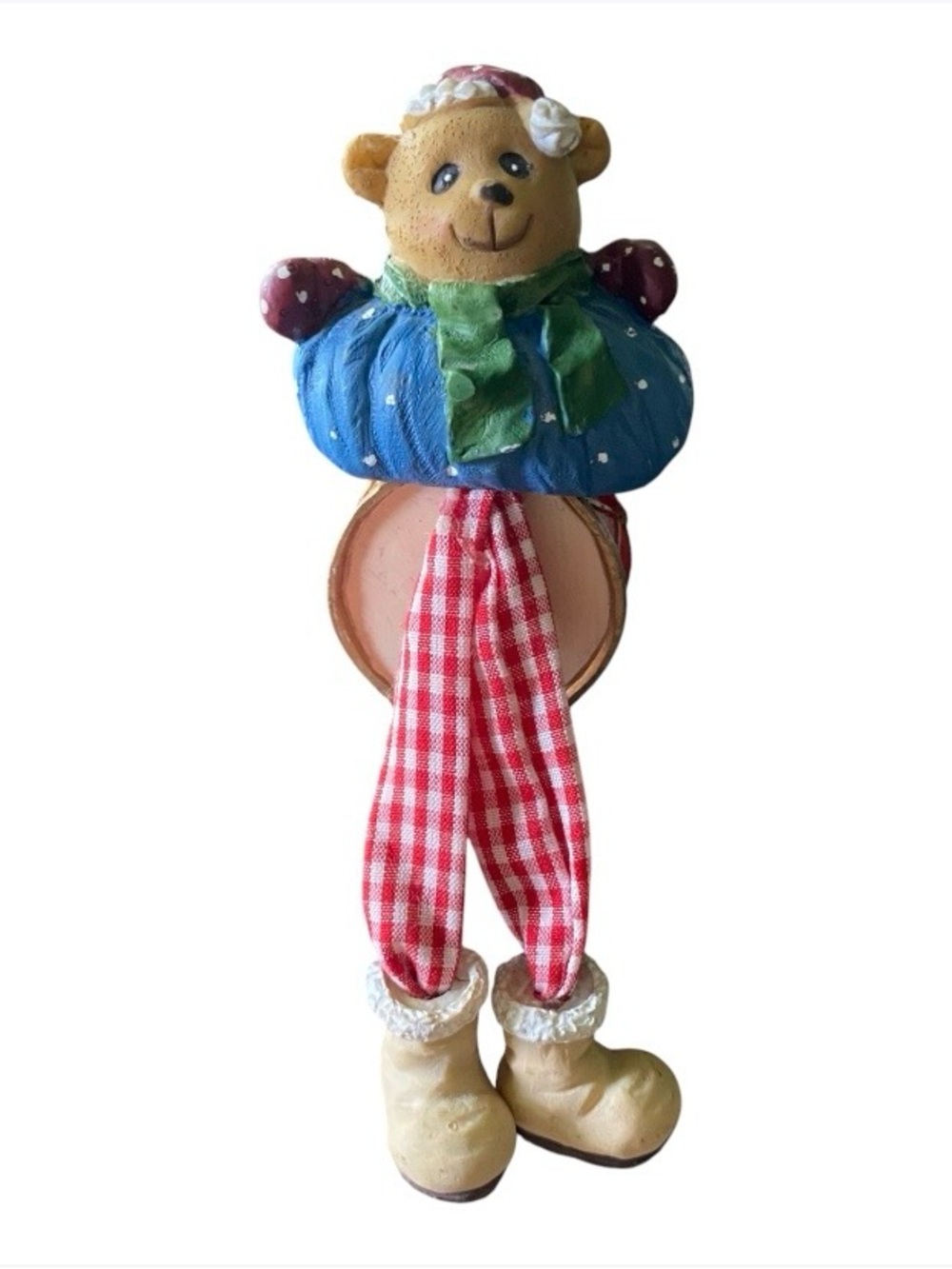 Chubby Bear Drum Holiday Christmas Shelf Sitter Small Mantle Watcher 7" Vintage